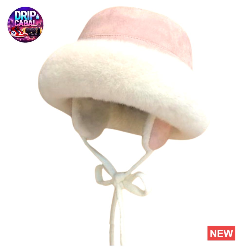 Faux Fur Bucket Hat With Ear Flaps Winter Beanie Cotton Material